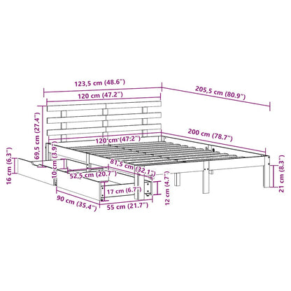 Bed Frame with Drawers without Mattress 120x200 cm