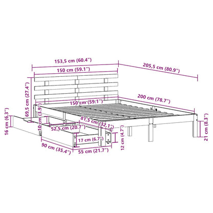 Bed Frame with Drawers without Mattress 150x200 cm King Size