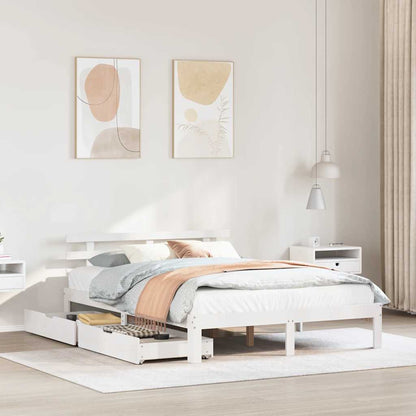 Bed Frame with Drawers without Mattress White 160x200 cm