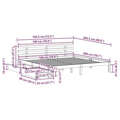 Bed Frame with Drawers without Mattress 180x200 cm Super King