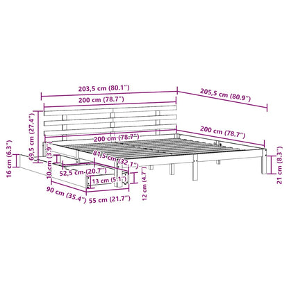 Bed Frame with Drawers without Mattress 200x200 cm