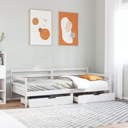 Daybed with Drawers without Mattress White 90x200 cm Solid Wood