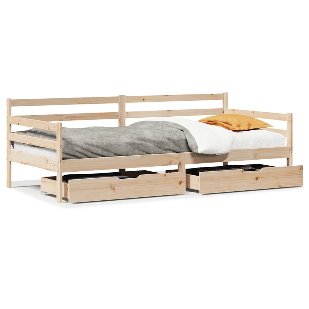 Daybed with Drawers without Mattress 90x190 cm Single Solid Wood