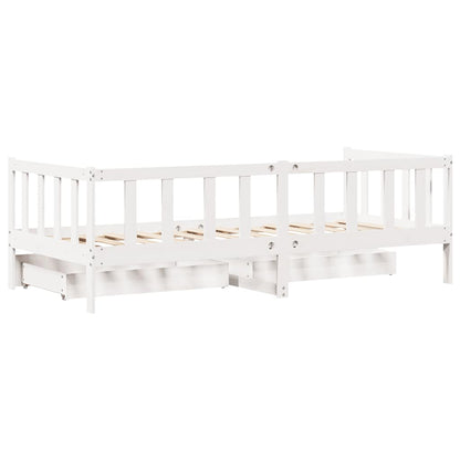 Daybed with Drawers without Mattress White 90x200 cm Solid Wood