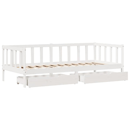 Daybed with Drawers without Mattress White 90x200 cm Solid Wood