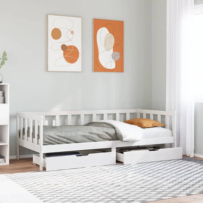 Daybed with Drawers without Mattress White 80x200 cm Solid Wood