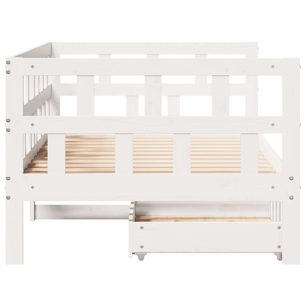 Daybed with Drawers without Mattress White 90x200 cm Solid Wood
