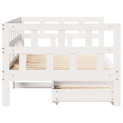 Daybed with Drawers without Mattress White 90x200 cm Solid Wood