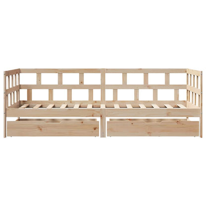 Daybed with Drawers without Mattress 90x190 cm Single Solid Wood