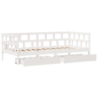 Daybed with Drawers without Mattress White 90x190 cm Single Solid Wood