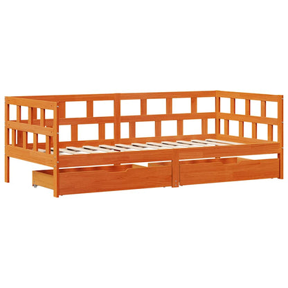 Daybed with Drawers without Mattress Wax Brown 80x200 cm Solid Wood