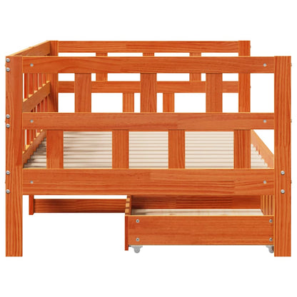 Daybed with Drawers without Mattress Wax Brown 80x200 cm Solid Wood