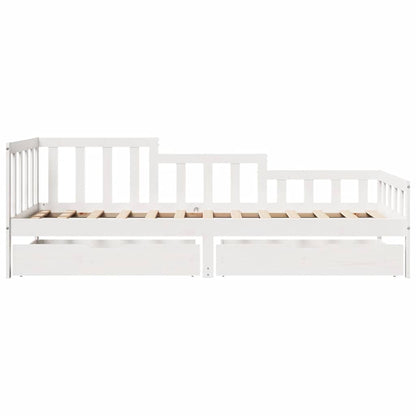 Daybed with Drawers without Mattress White 80x200 cm Solid Wood
