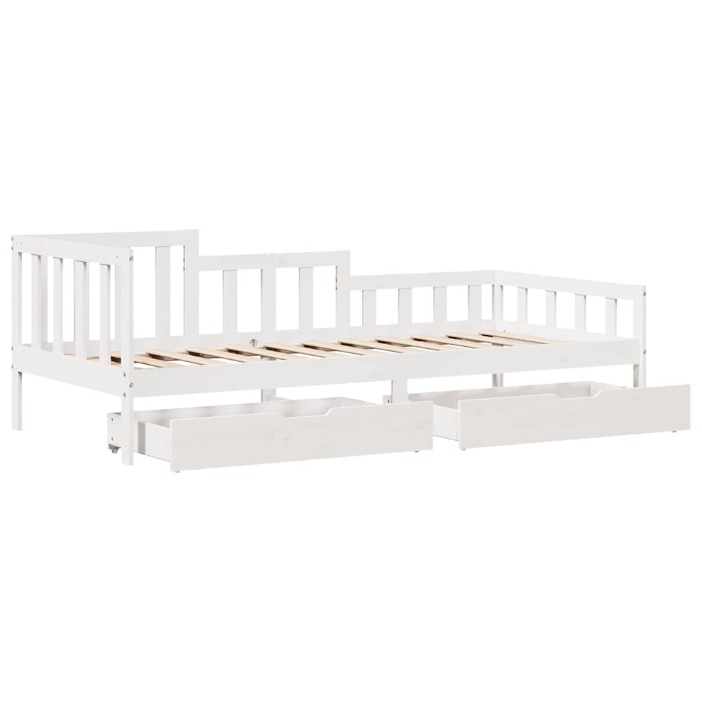 Daybed with Drawers without Mattress White 80x200 cm Solid Wood