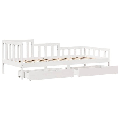 Daybed with Drawers without Mattress White 90x200 cm Solid Wood