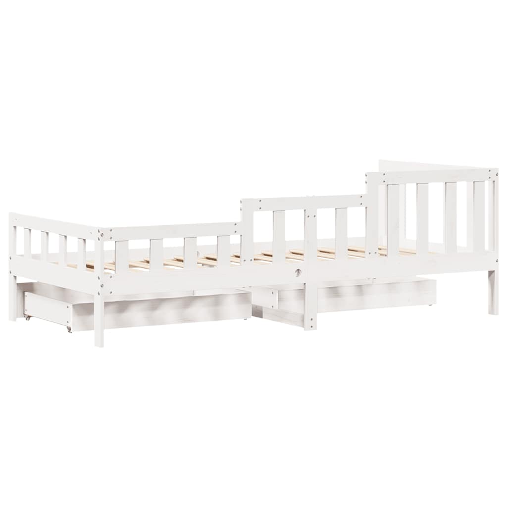 Daybed with Drawers without Mattress White 90x200 cm Solid Wood