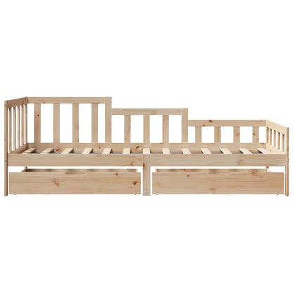 Daybed with Drawers without Mattress 90x190 cm Single Solid Wood