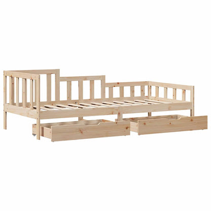 Daybed with Drawers without Mattress 90x190 cm Single Solid Wood