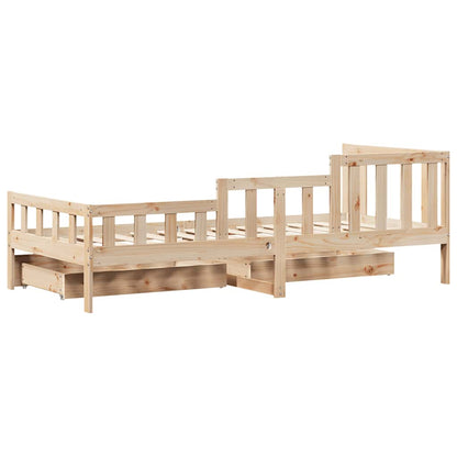 Daybed with Drawers without Mattress 90x190 cm Single Solid Wood