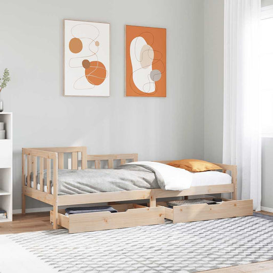 Daybed with Drawers without Mattress 90x190 cm Single Solid Wood