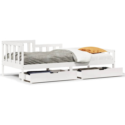 Daybed with Drawers without Mattress White 90x200 cm Solid Wood