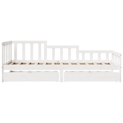 Daybed with Drawers without Mattress White 90x200 cm Solid Wood