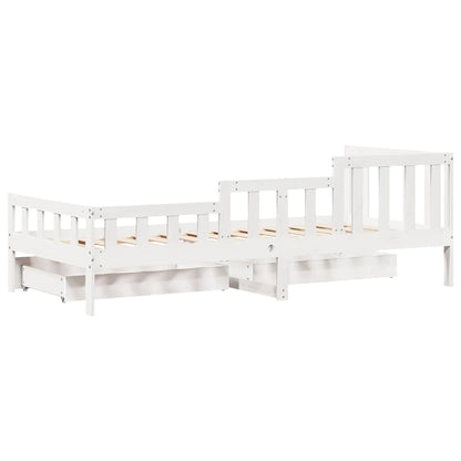 Daybed with Drawers without Mattress White 90x200 cm Solid Wood