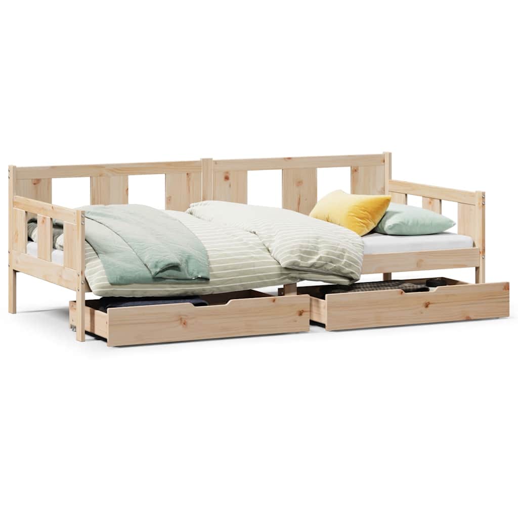 Daybed with Drawers without Mattress 90x190 cm Single Solid Wood