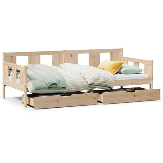 Daybed with Drawers without Mattress 90x190 cm Single Solid Wood