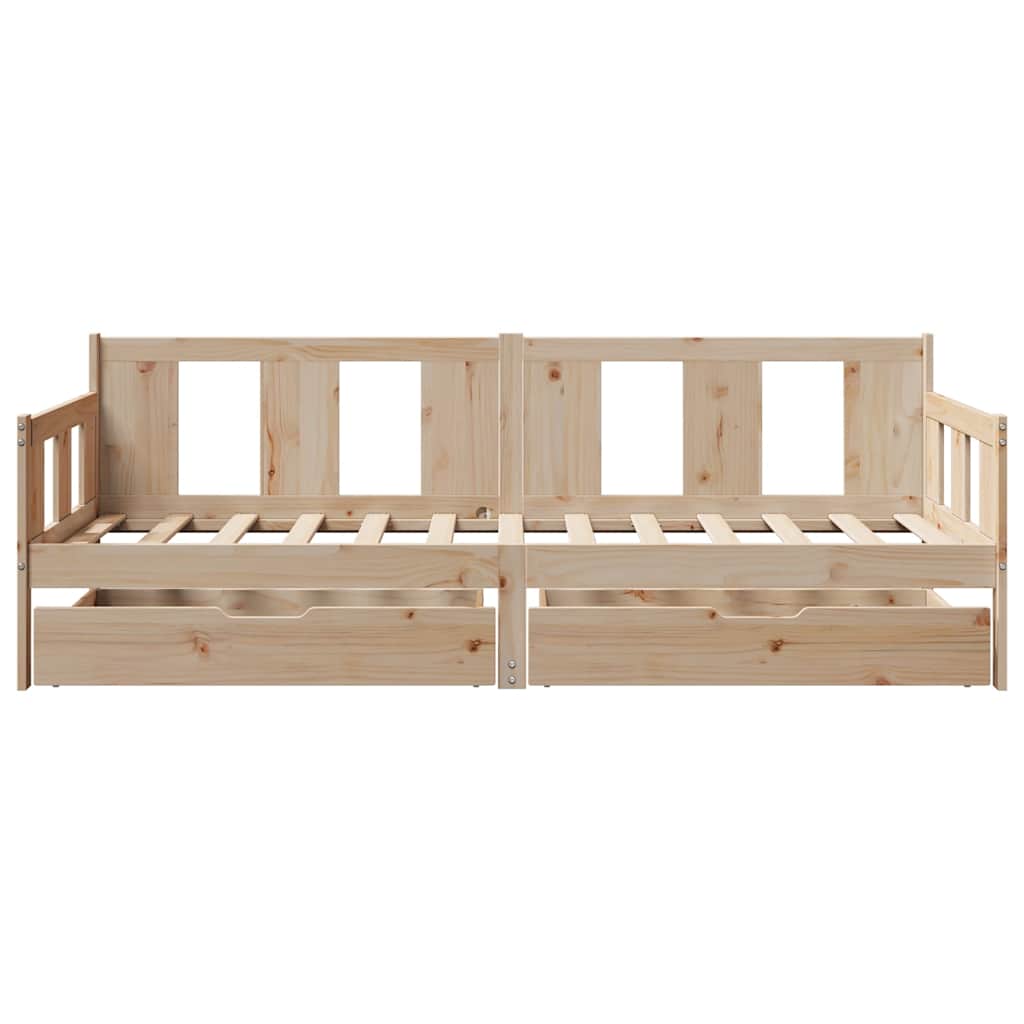 Daybed with Drawers without Mattress 90x190 cm Single Solid Wood