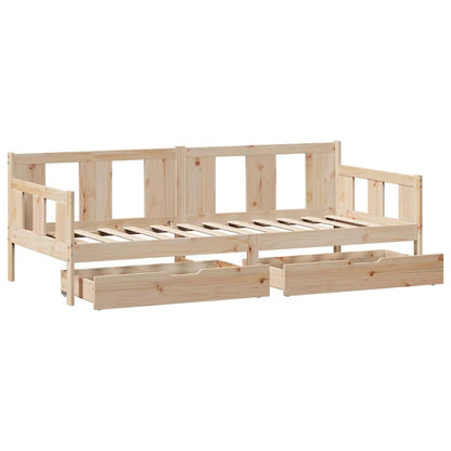 Daybed with Drawers without Mattress 90x190 cm Single Solid Wood