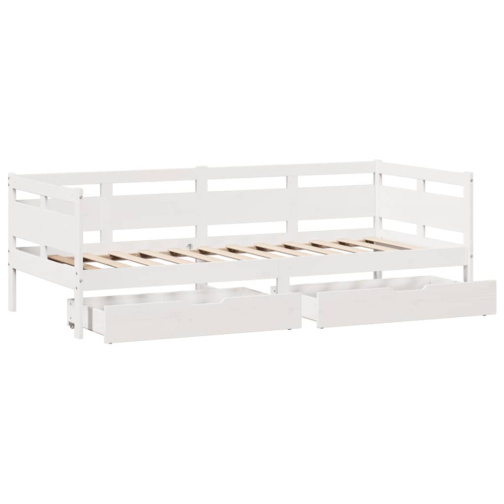 Daybed with Drawers without Mattress White 90x200 cm Solid Wood