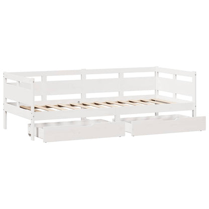 Daybed with Drawers without Mattress White 90x200 cm Solid Wood
