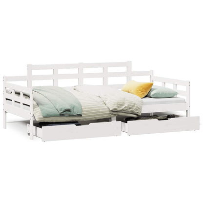 Daybed with Drawers without Mattress White 90x200 cm Solid Wood