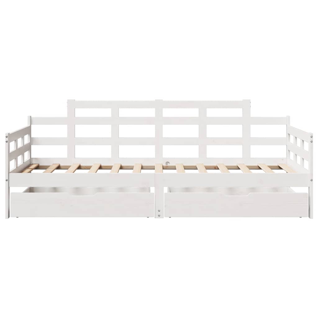 Daybed with Drawers without Mattress White 90x200 cm Solid Wood