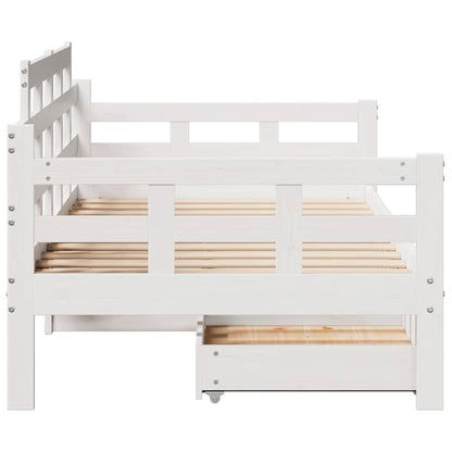 Daybed with Drawers without Mattress White 90x200 cm Solid Wood