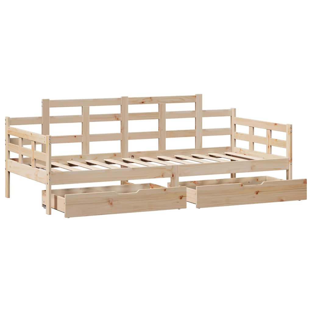 Daybed with Drawers without Mattress 90x190 cm Single Solid Wood