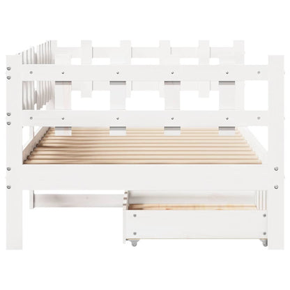 Daybed with Drawers without Mattress White 90x190 cm Single Solid Wood