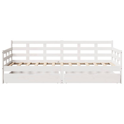 Daybed with Drawers without Mattress White 90x200 cm Solid Wood