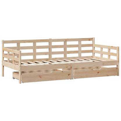 Daybed with Drawers without Mattress 90x190 cm Single Solid Wood