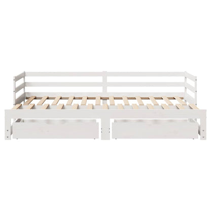 Daybed with Drawers without Mattress White 90x200 cm Solid Wood