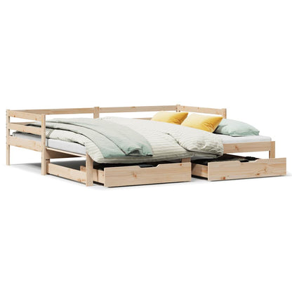 Daybed with Trundle and Drawers without Mattress 90x190 cm Single