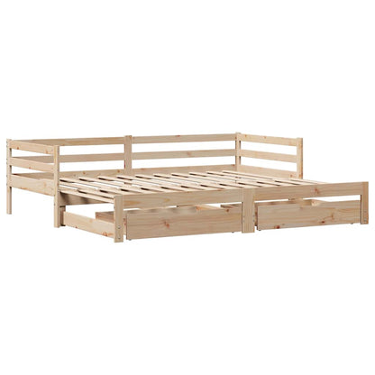 Daybed with Trundle and Drawers without Mattress 90x190 cm Single