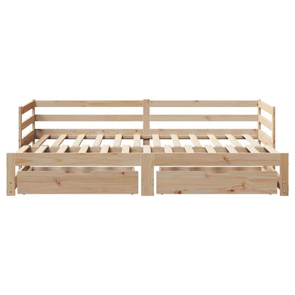 Daybed with Trundle and Drawers without Mattress 90x190 cm Single