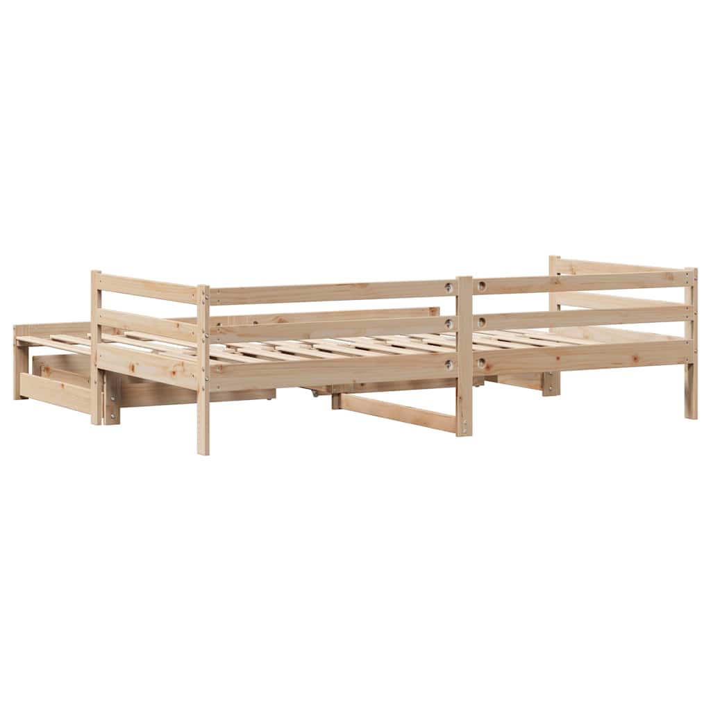 Daybed with Trundle and Drawers without Mattress 90x190 cm Single