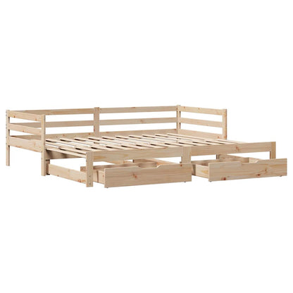 Daybed with Trundle and Drawers without Mattress 90x190 cm Single