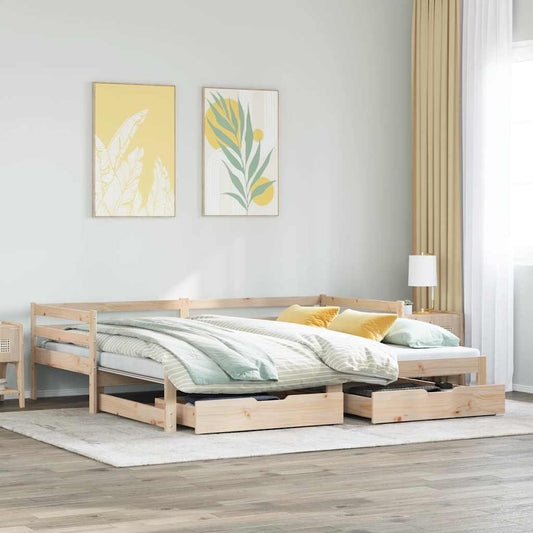Daybed with Trundle and Drawers without Mattress 90x190 cm Single