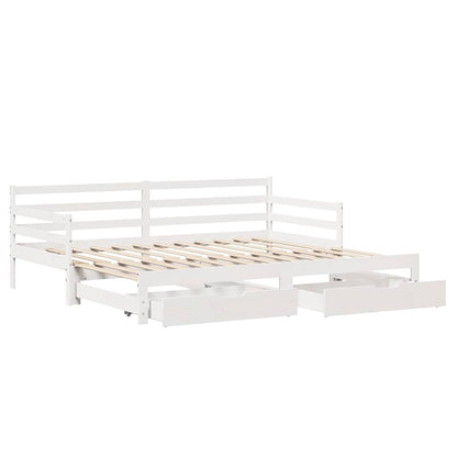 Daybed with Drawers without Mattress White 90x200 cm Solid Wood