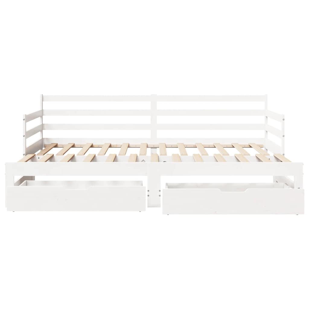 Daybed with Drawers without Mattress White 90x200 cm Solid Wood