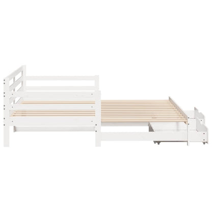 Daybed with Drawers without Mattress White 90x200 cm Solid Wood